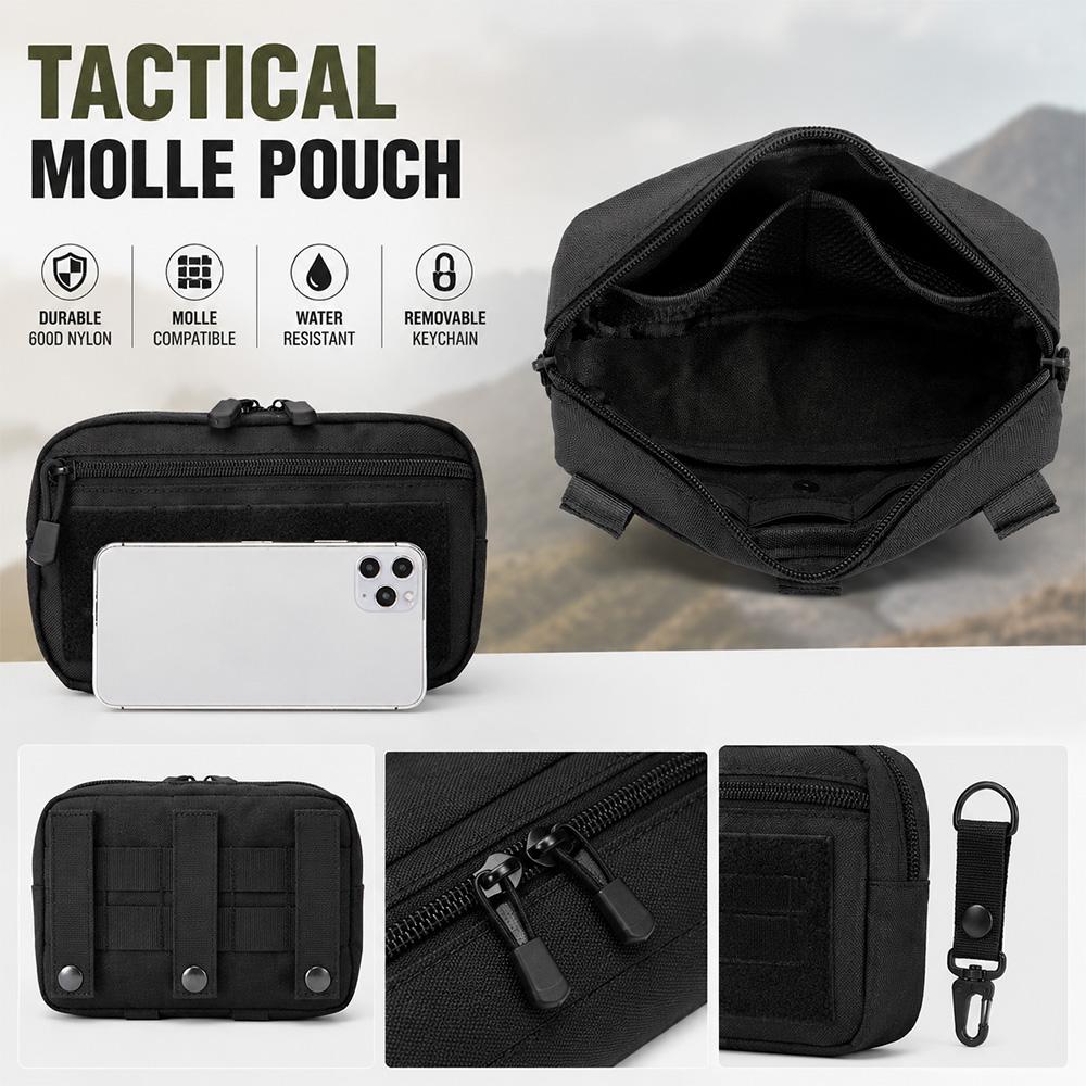 Outdoor Nylon Portable Men's Waist Bag, EDC Hunting Toolkit, Molle Pouch with Metal Hooks, Camouflage Waist Pack Coin Purse