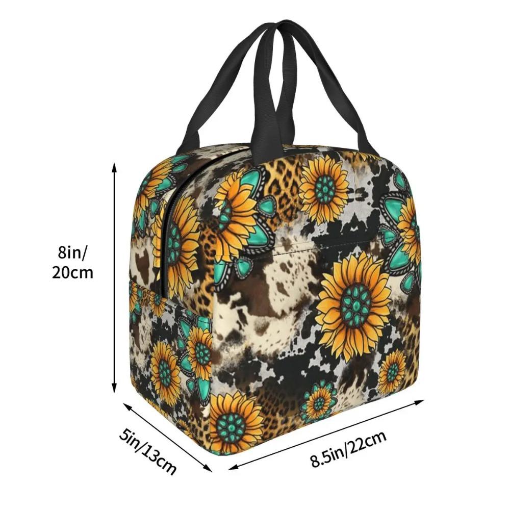 Leopard Sunflower Pattern Insulated Lunch Bag for Kids School Cooler Thermal Food Box Tote Leakproof Lunch Boxes Container
