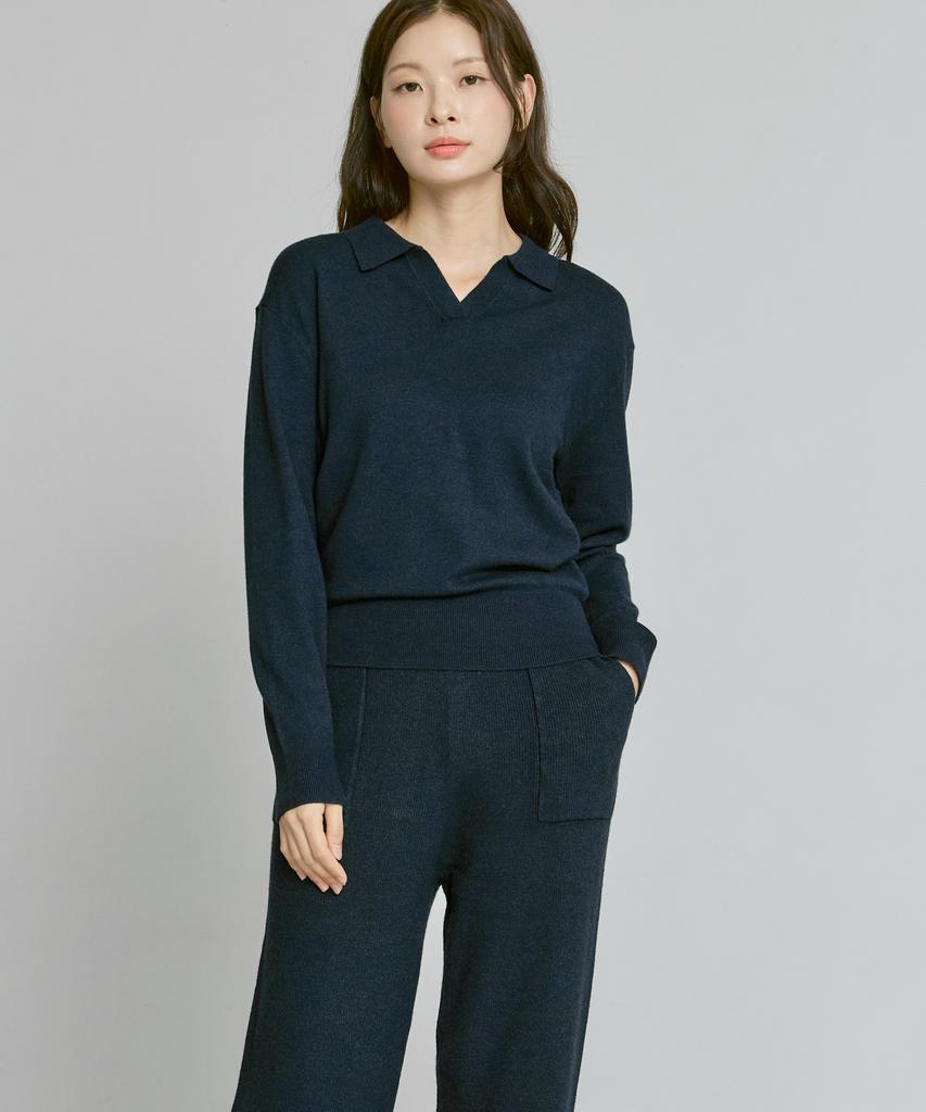 210EDIT Women'S Cashmere Blend Straight Pants [Teal Blue]_Zd4Sp540
