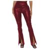 Women Fashion Soild Classic High Waist Elastic Flared Pants Split Pants