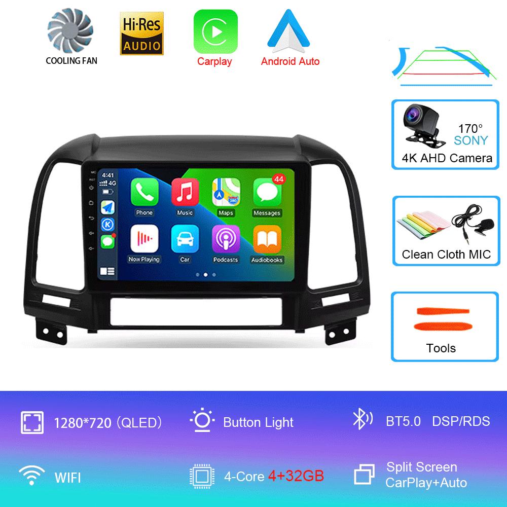 

Автомобильный радиоприемник Android 14 Carplay Auto 2K экран мультимедийный проигрыватель для Hyundai Santa Fe 2 2006-2012 Автомагнитола стерео 2din головное устройство