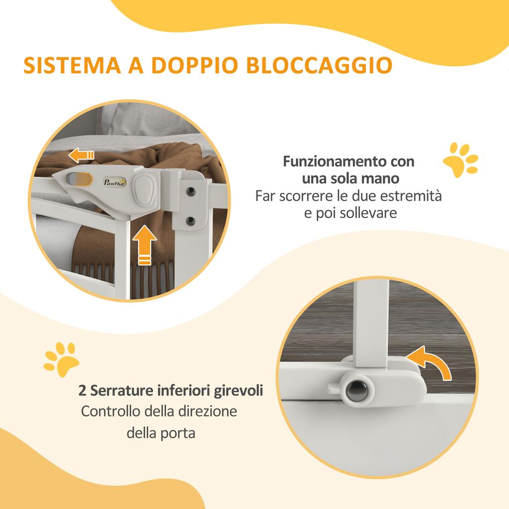 Self-Closing Dog Gate for Small and Medium Size Dogs, Made of Steel and PA, 74-100x76 cm, White