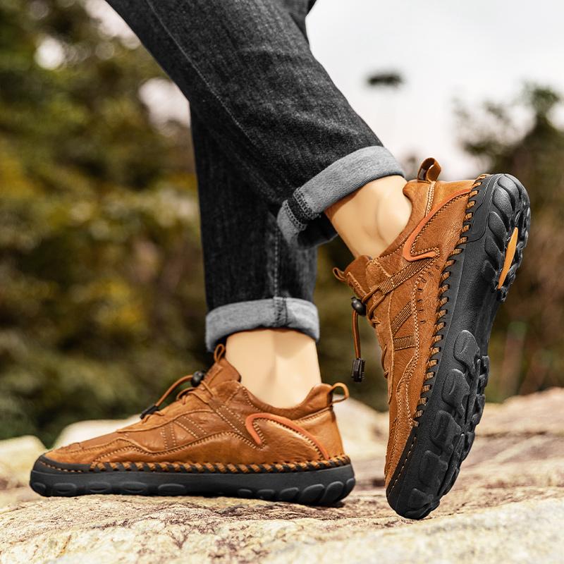 High Quality Handmade Breathable Hiking Shoes for Men Classic Leather Footwear Outdoor Men's Comfortable Walking Shoes Big Size