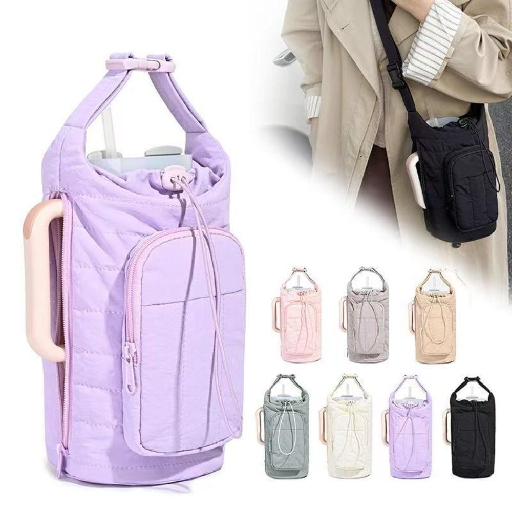 New Water-resistant Water Bottle Holder Bag Large Capacity Portable Insulating Cup Sleeve with Strap Crossbody Bag for Women