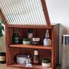 1pc Double Layers Cosmetic&food Wood Storage Cabinet with Transparent Glass Flip Cover,retro Bedroom&kitchen Desktop Collect Rack.