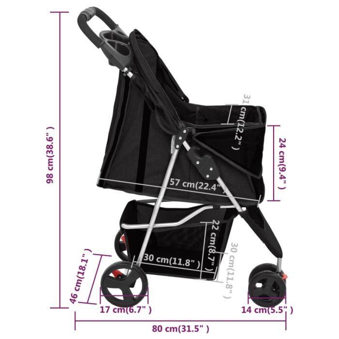 VidaXL Folding Dog Stroller Black 80x46x98 Cm Oxford Fabric 172196