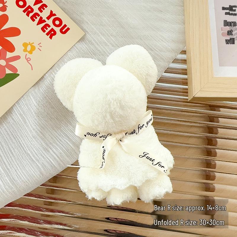 Bear-Shaped Coral Fleece Handkerchief – Practical Gift for Weddings, Birthdays, and Events