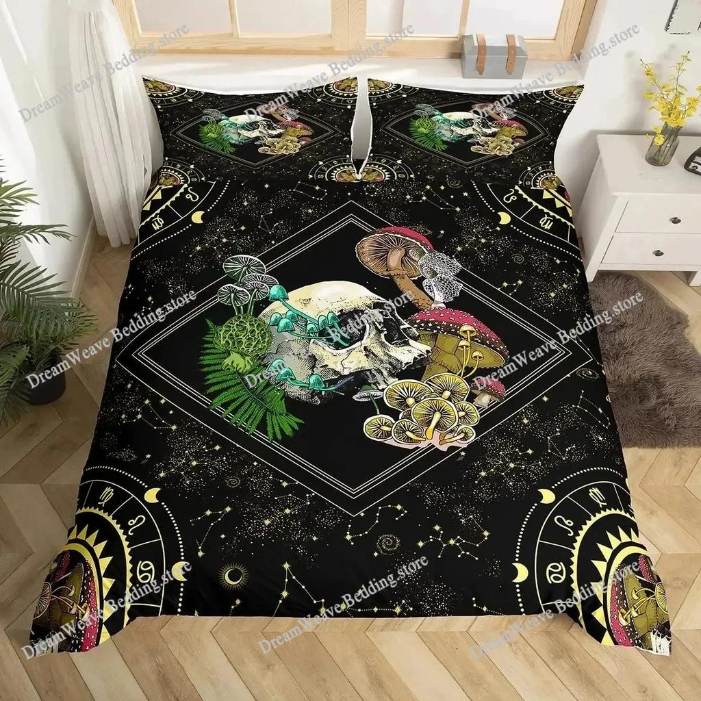 Cute Mushroom Bedding Set Single Twin Full Queen King Size Bed Set Aldult Kid Bedroom Duvetcover Sets Bed Sheet Set