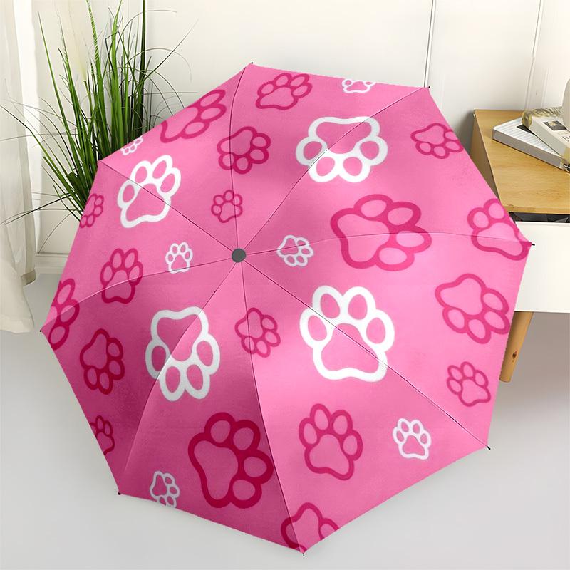 

1pc Paw Prints Pattern Umbrella with Plastic Handle,Compact & Stylish,Cartoon Pattern,Outdoor UmbrellaPT356