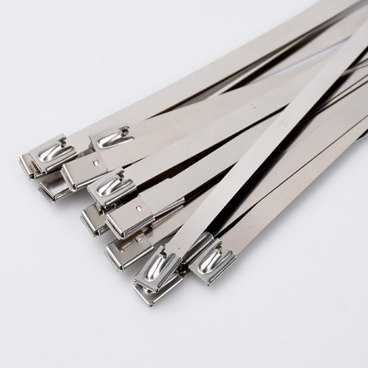 10 20 50 100 Pcs 7.9mm 0.31 Inch Ball Self Locking 304 Stainless Steel Cable Ties Exhaust Wrap Coated Locking Metal Zip-Exhaust