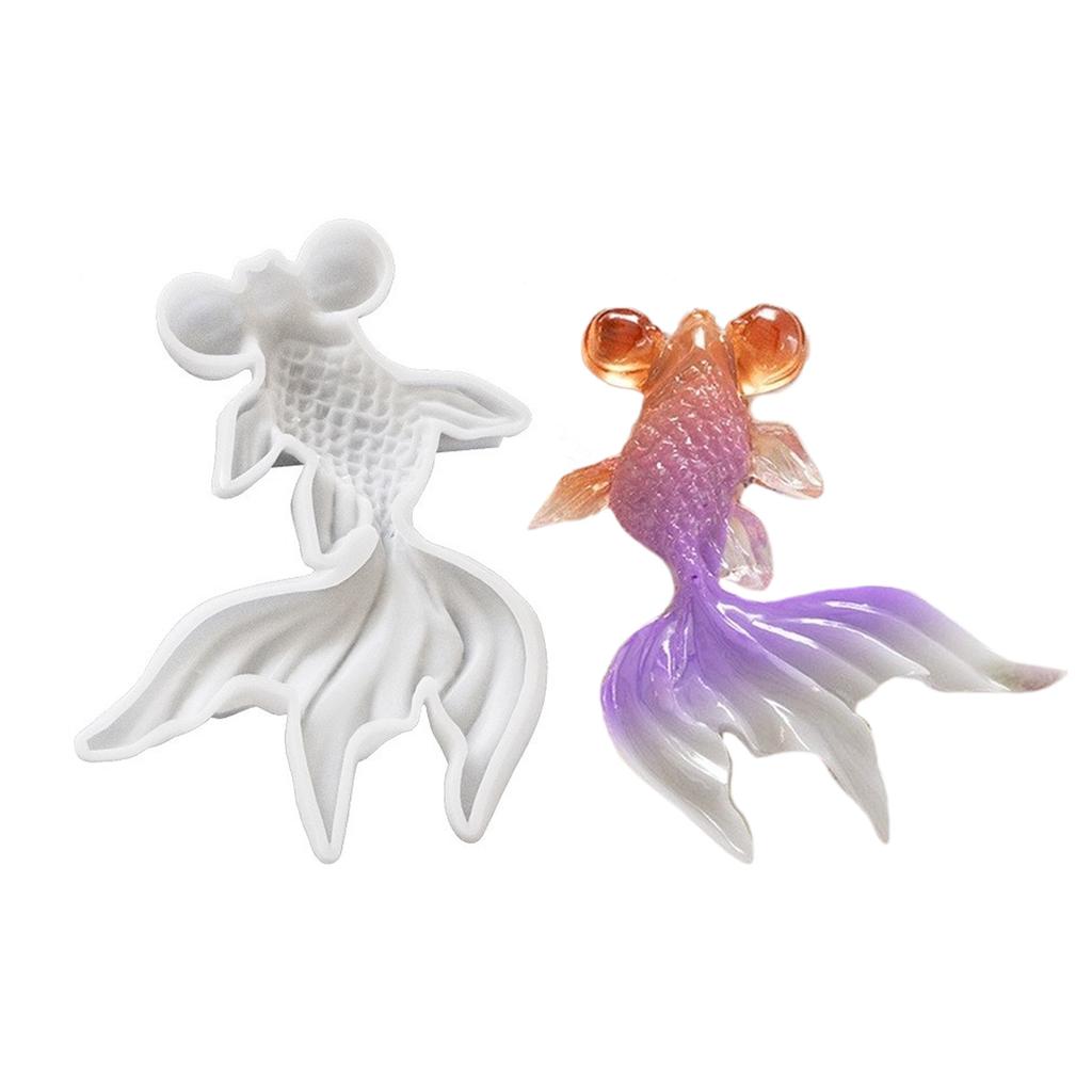 Koi Fish Keyring Mould Epoxy Resin Pendant Molds 3D Goldfish Silicone Moulds for Keychain Jewelry Making Supplies