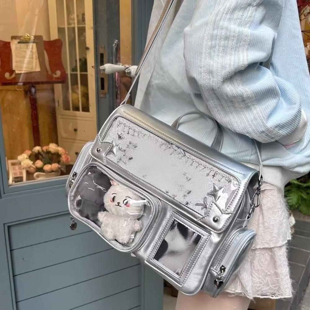 Fashion Large Capacity Shoulder Bag Multifunctional Casual Storage Bag Transparent Backpack