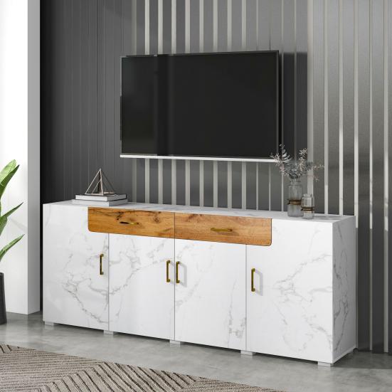 Storage Cabinet High Stability with 4 Doors Sturdy Construction Smooth Edge Easy Installation Item Storage Living Room Storage Cabinet Free-Standing