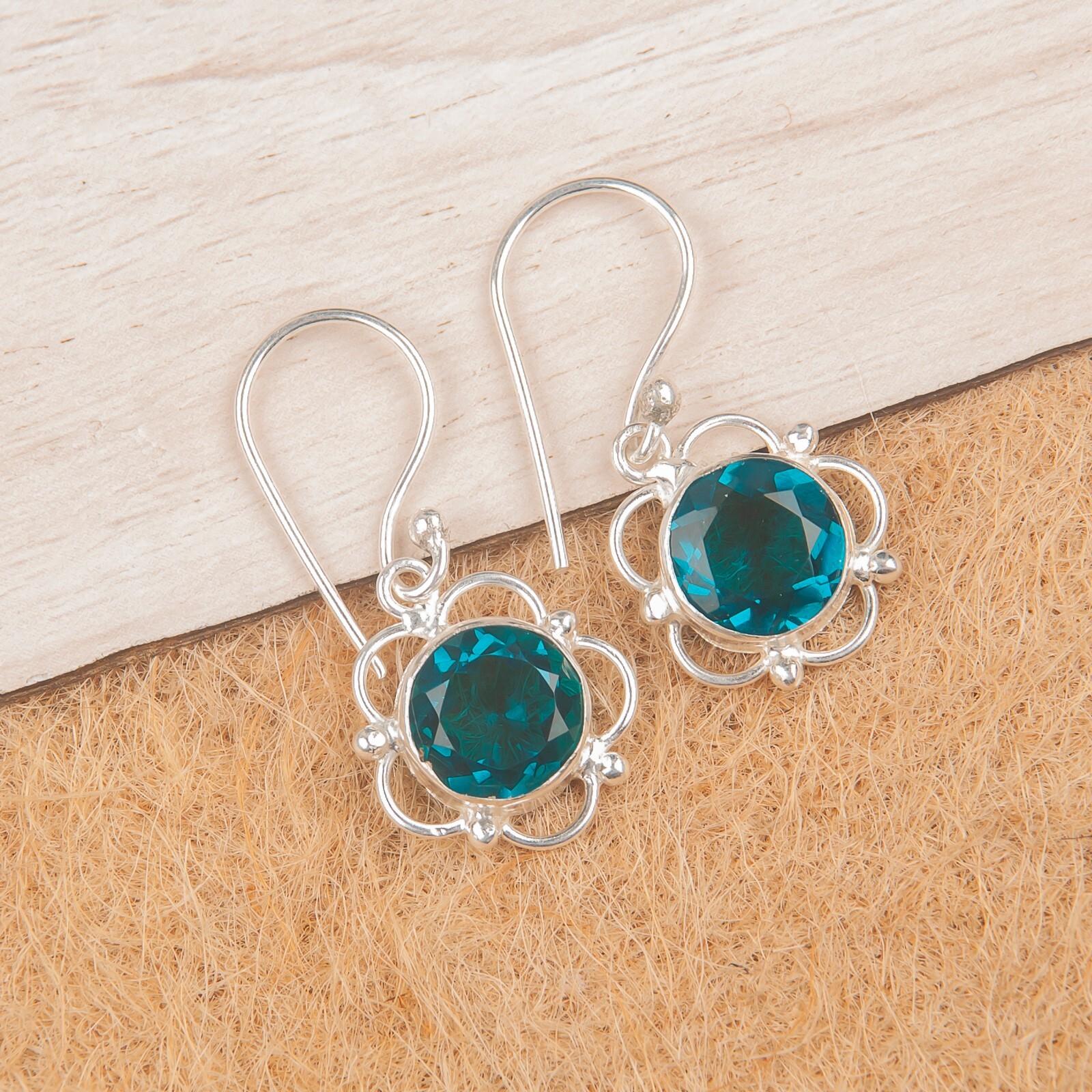 

Апатит Драгоценный камень 925 Стерлинговое серебро Ювелирные изделия Ручной работы Вечерние серьги 1,40 EE-56-12