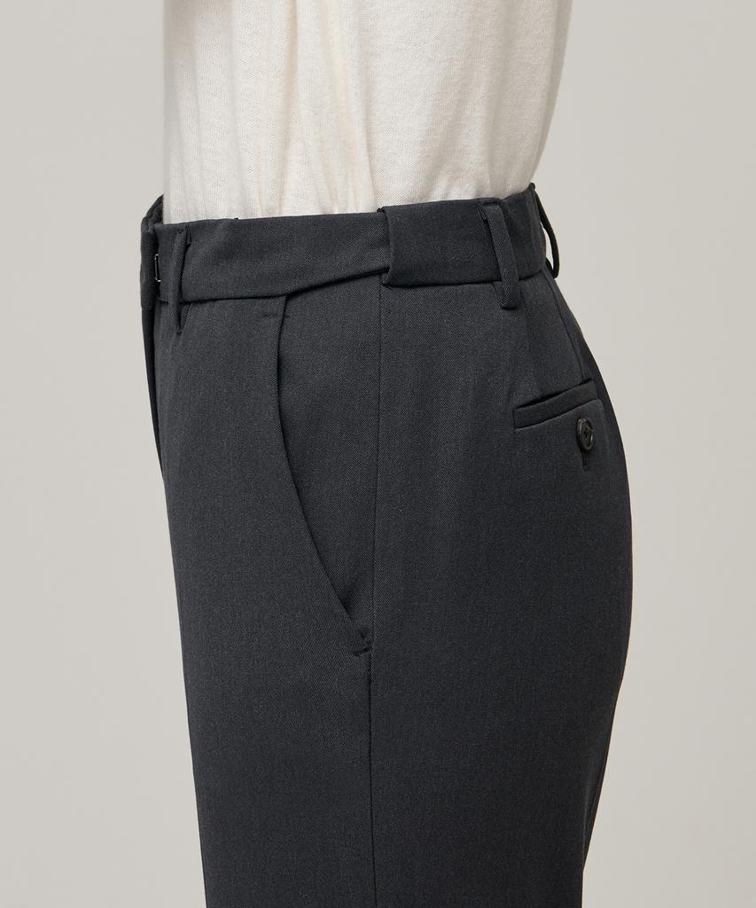 MUSINSA STANDARD WOMAN Women'S Heavyweight Fleece-Lined Slim Straight Hidden Elastic Waist Slacks [Gray]