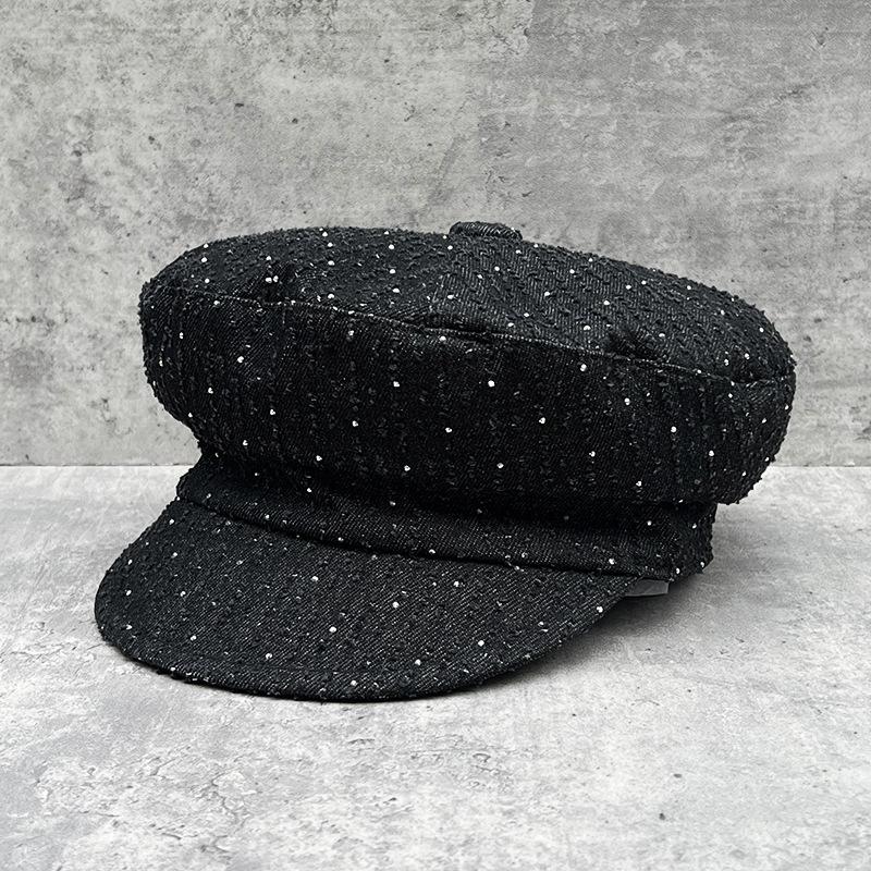 

Spring Rhinestone Beret Female Foreign Versatile Trend Casual Shopping Duck Tongue Painter Hat Shows Small Face M（56-58cm）