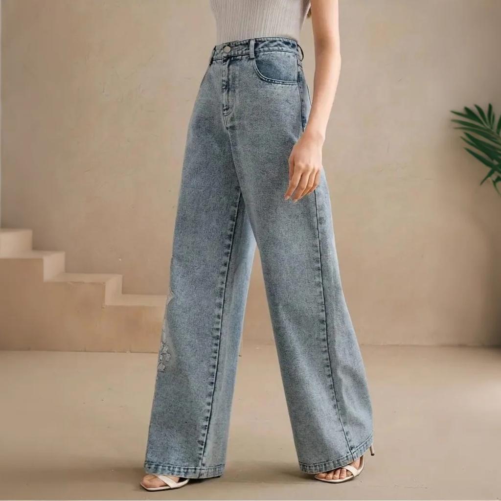 Damenhose Große Größe Stretch Jeans Lose Halbelastische Hose