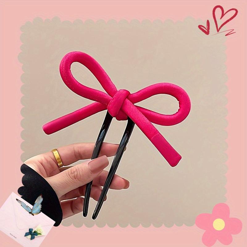 1 ks Elegantní sponky do vlasů s mašlí Látka Pryskyřice Sladký Dolar, Barevná sladěnost Dopamin pro jaro a léto, Nezbytná denní móda~