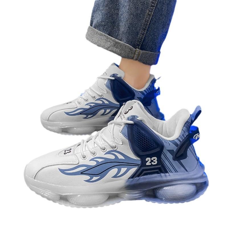 Men's Shoes Summer Youth Air Cushion Shock Absorption Sports Shoes Boys Trendy Dad Shoes Heightening White Shoes