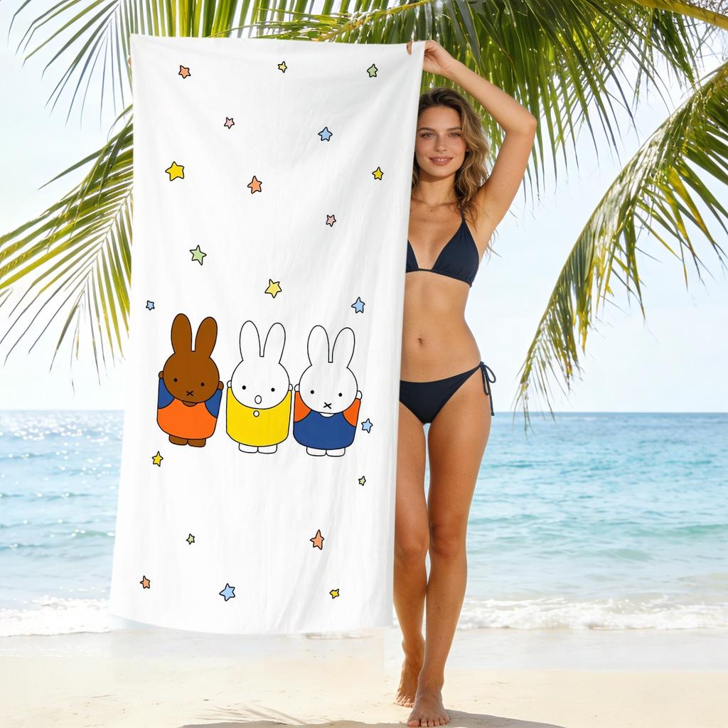 New Cute Rabbit Printed Microfiber Beach Towel Quick Dry Soft Bath Towel For Kids