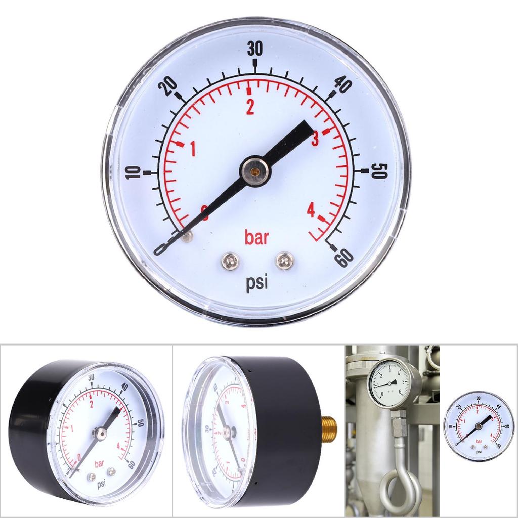 Pressure Gauge 50mm 1Celsius8 BSPT Back Connection for Water Oil Gas (0-15PSI 0-1Bar)