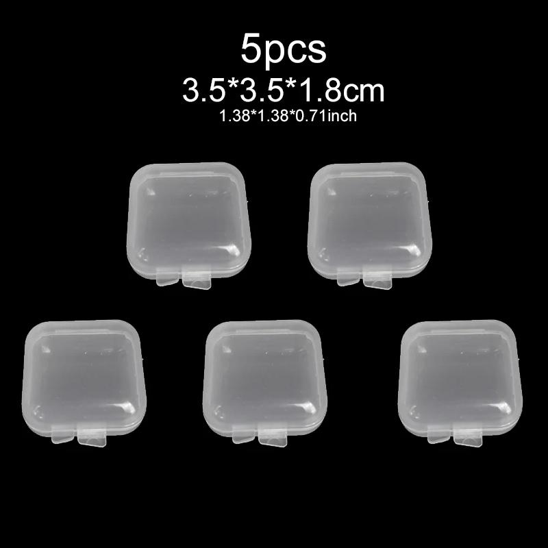 

5/10pcs Mini Storage Box Jewelry Component Single-compartment Covered Plastic Nail Material Storage Box Square Transparent TMZ