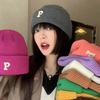 [Exclusive for Newcomers] P Letter Wool Hat Female Korean Version Versatile Warm Wool Cold Hat Wholesale Customization