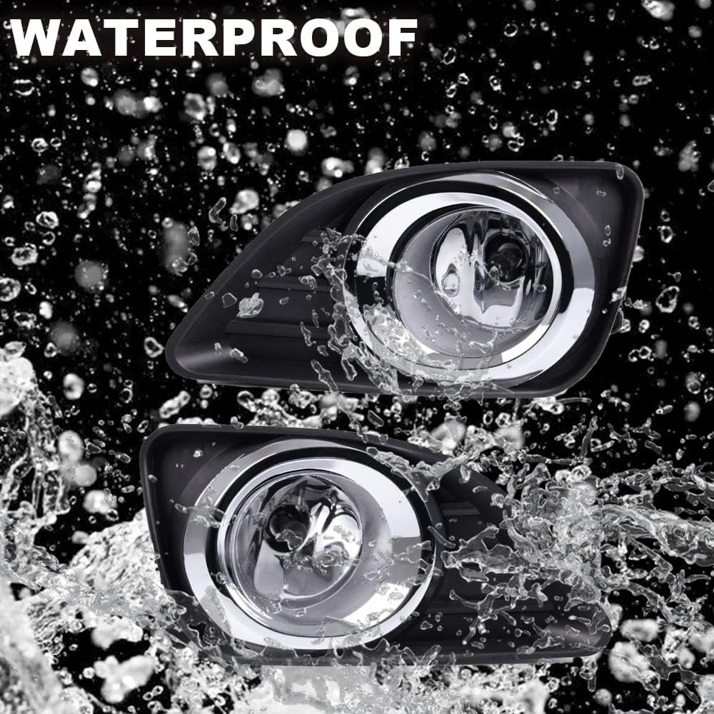 G-PLUS Clear Lens Fog Lights Assembly Compatible with Toyota Camry LE/XLE/Base 2010 2011 Driving Bumper Lamps + Wiring +Switch Kit + H8 Bulbs (Not