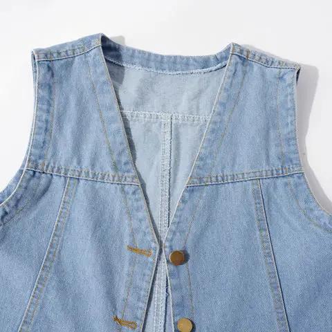 Giacca da donna Gilet Primavera Estate Gilet di jeans Gilet corto senza maniche allentato da donna
