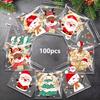 100pcs Christmas Treat Bags - Self-sealing Disposable Opp Candy & Cookie Pouches with Festive Cartoon Designs for Holiday Gift