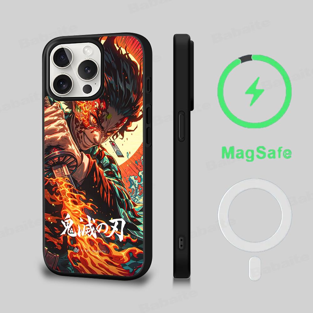 Demon Slayer Phone Case Magnetic Case For IPhone 16 14 13 12 11 15 Pro Max Plus For Magsafe Wireless Charge Cover