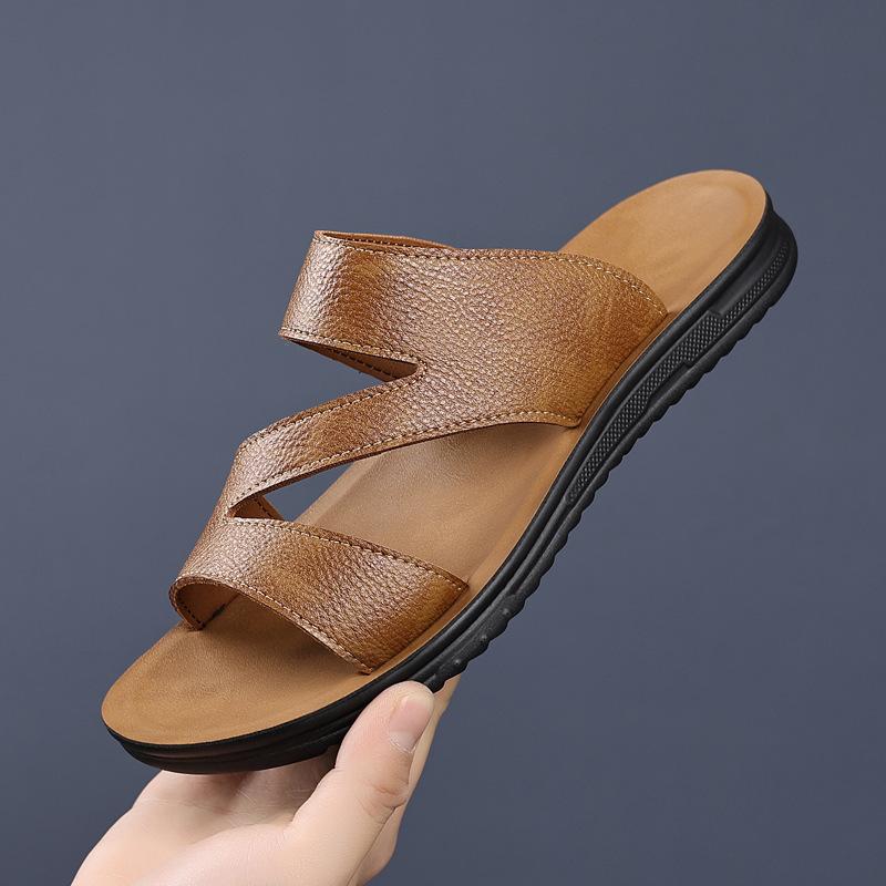 

Тапочки женские летние сандалии толстая подошва уличная одежда танкетка кожаные женские нескользящие сандалии для среднего возраста женские шлепанцы Suyi 38 жёлтый