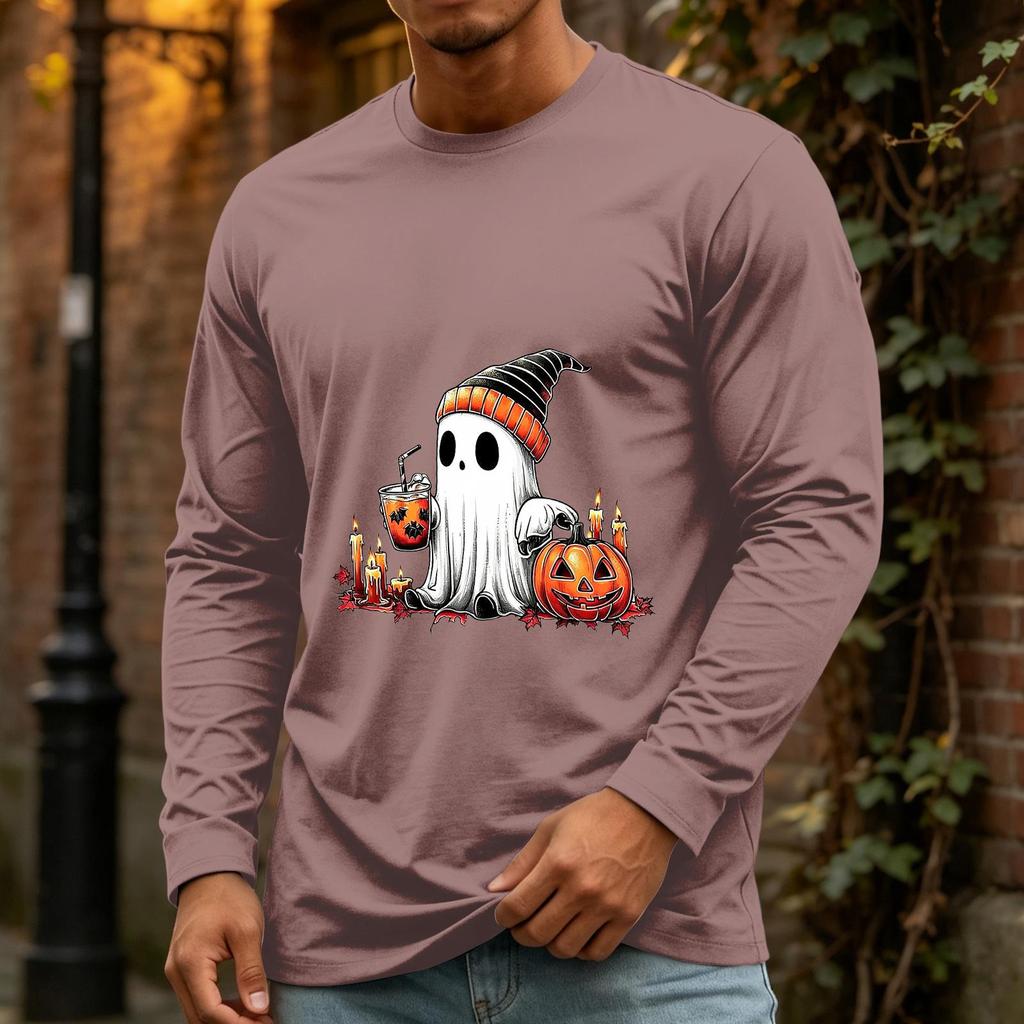 Men's Halloween Long Sleeve Neck Casual Shirt