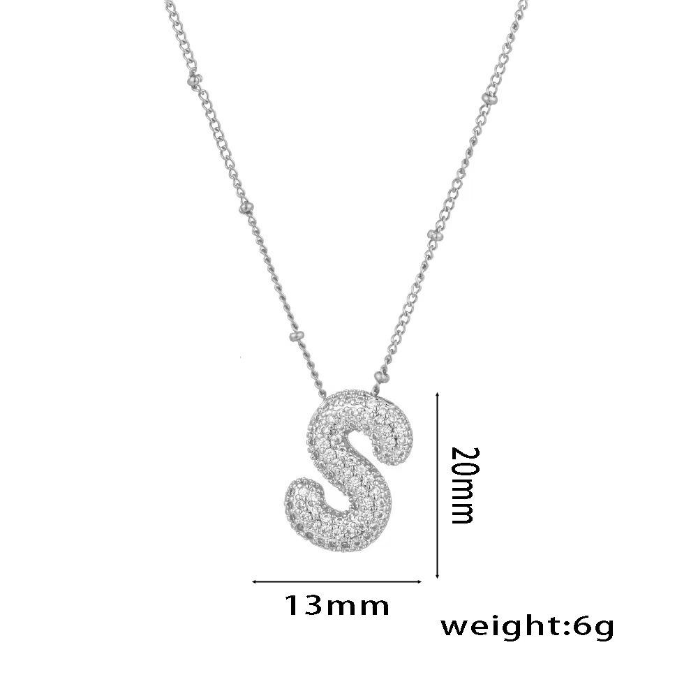 18K Gold-Plated Copper Necklace with Micro-Inlaid Zirconia & 26 Letter Pendant - Classic and Versatile European-American Jewelry