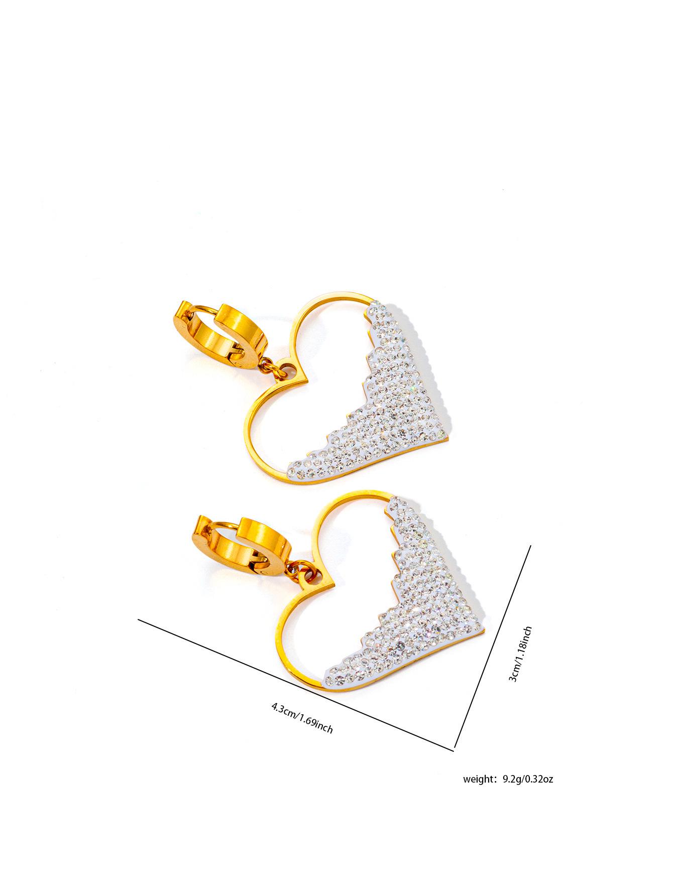 Серьги-пусеты в форме сердца из титановой стали с золотым покрытием 18 карат, с цирконовым блеском для женщин