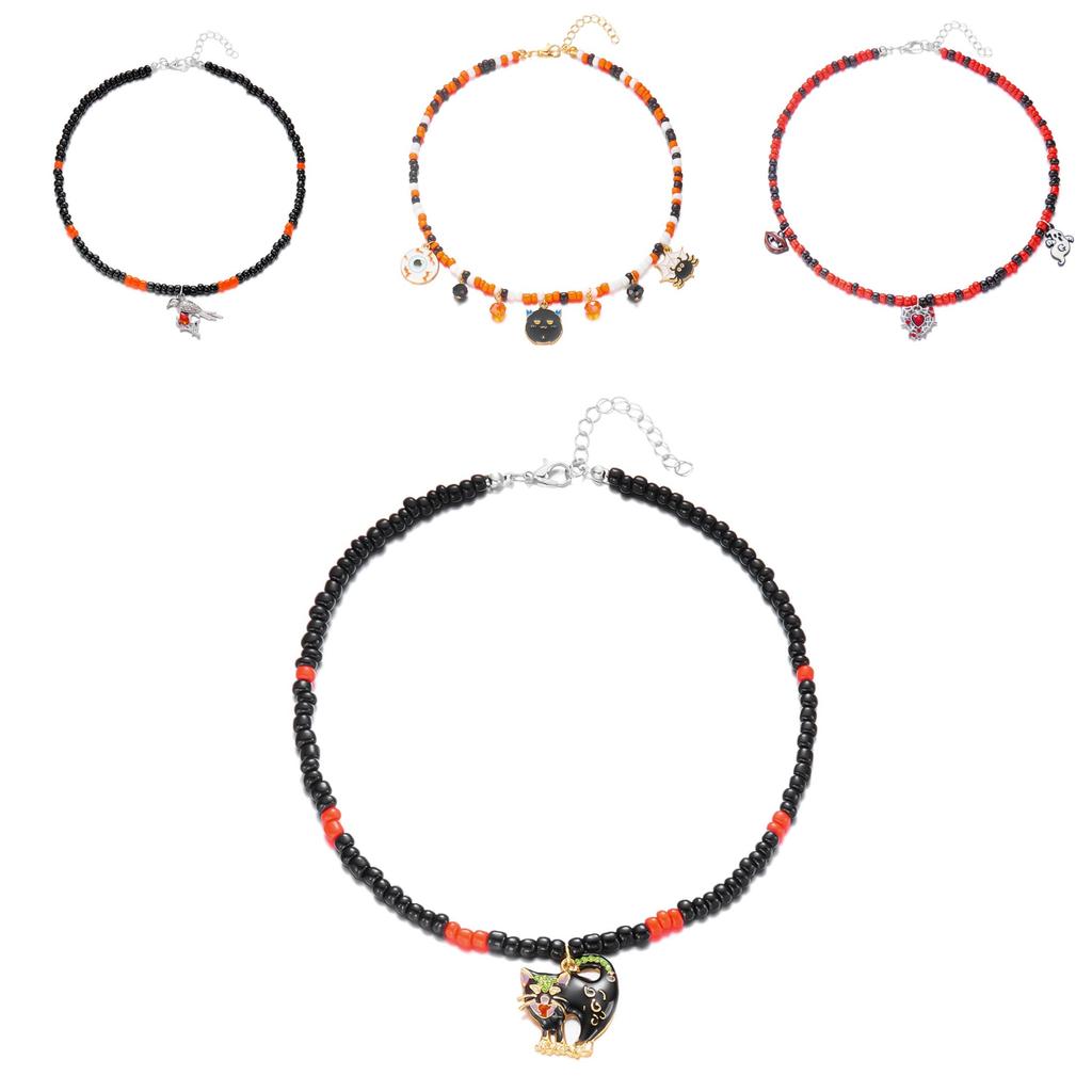 Spooky Black Bird Bat Charm Necklace With Electroplated Finish For Festival Accessories