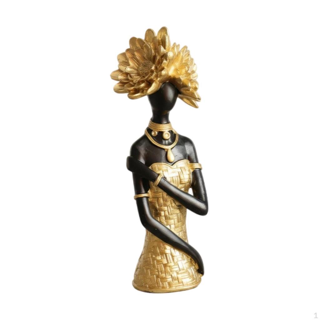 African Women Statue Desktop Decoration Collectible Elegant Gift Sculpture Resin Figurine for Home