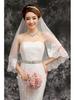 European & American 1.5m Lace Edge Bridal Veil with Extended Train, Floor-Length Wedding Veil.