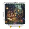 Magical Forest Library Shower Curtain - Lanterns, Books & Pathway Design, Whimsical Bathroom Decor, Machine Washable