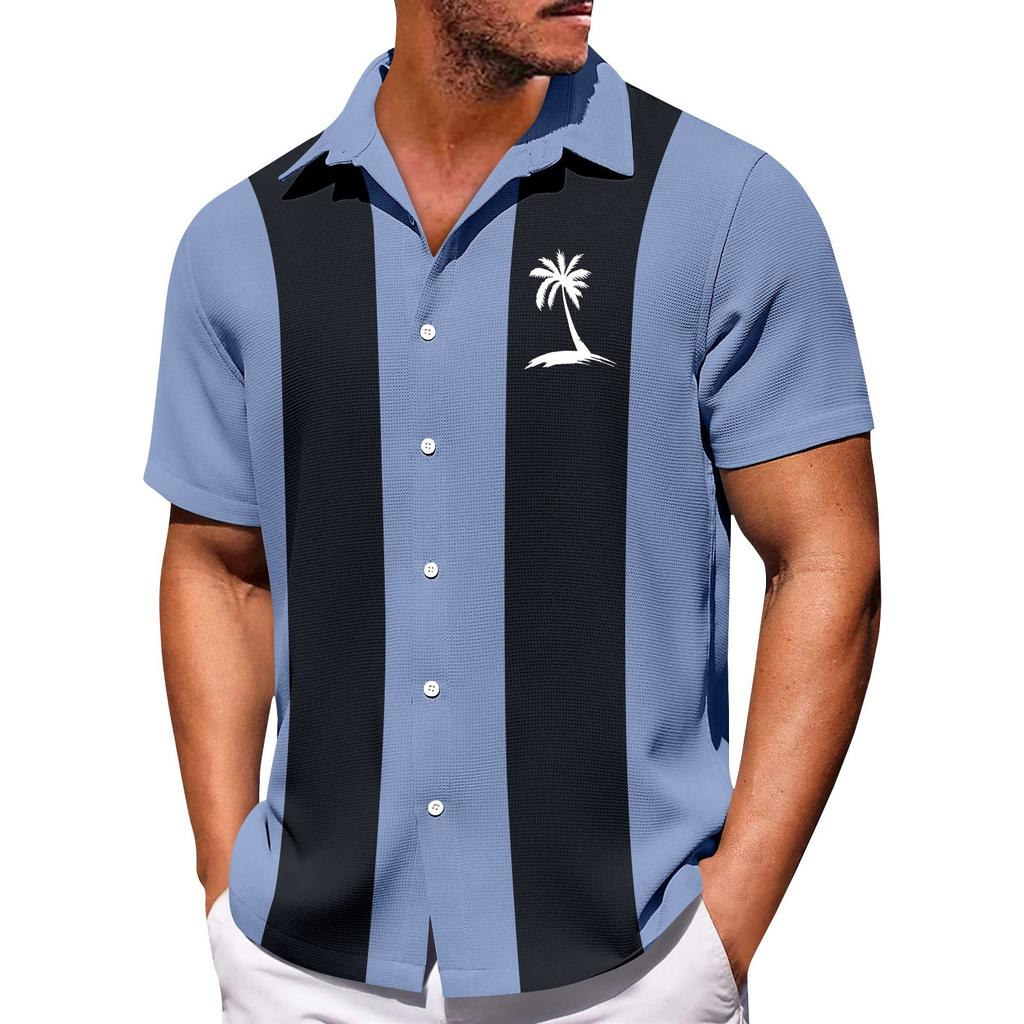 Men's Hawaiian Printed Button Short Sleeve Shirts Men's Casual Fashion Short Sleeve Shirts