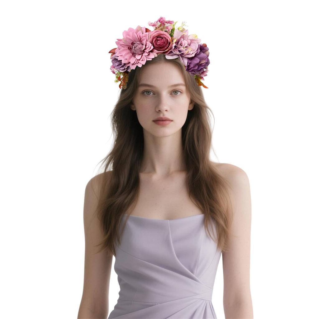 Soft Cloth Floral Headbands For Women Adjustable Hair Band With Realistic Flowers Suitable For Photography Event Weddings