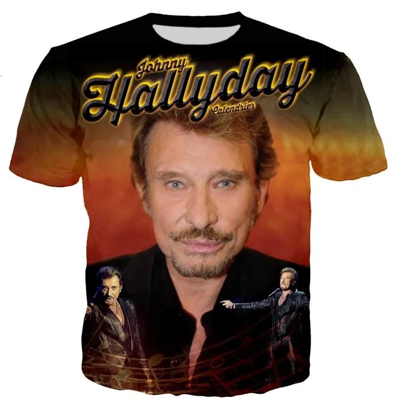 Most Popular Pop Singer Johnny Hallyday 3D Printed T-shirt Men Women Rock Casual Streetwear Clothes Hip Hop Harajuku Tops