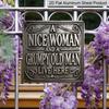 2D Flat - 1pc, "A Nice Woman & Grumpy Old Man" Themed Retro Aluminum Sign, Outdoor Plaque & Wall Decoration, for Home Decor, Living Room Decoration