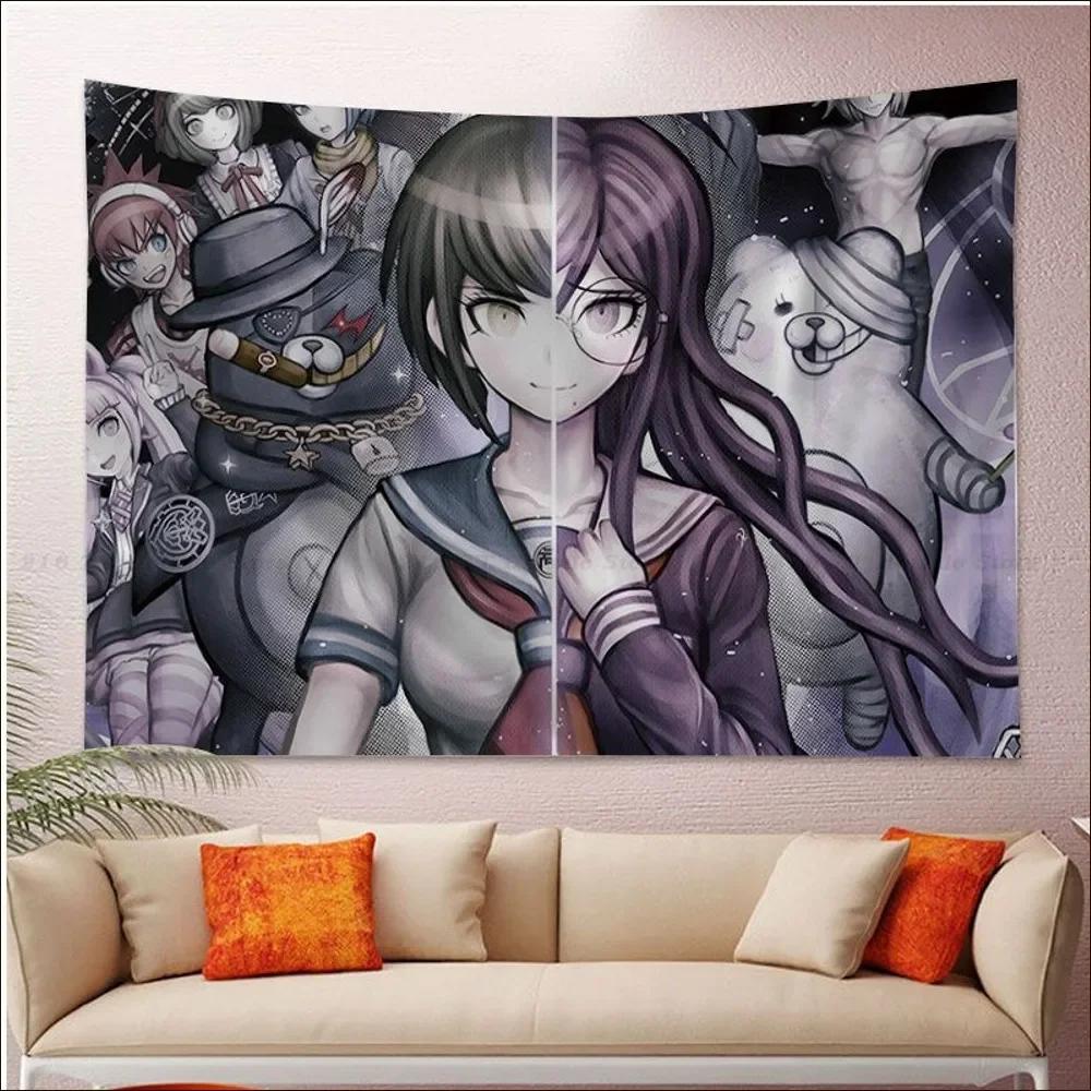 Danganronpa Anime Wandteppich Stilvolles Hajime Nagito Kunst Kräftiger Raumakzent für Danganronpa Mystery Anime Fans