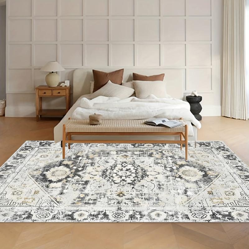 Retro Carpets for Living Room Home Decor Grey & White Rugs for Bedroom Non-Slip Entrance Rug Washroom Floor Mat Gift Alfombra