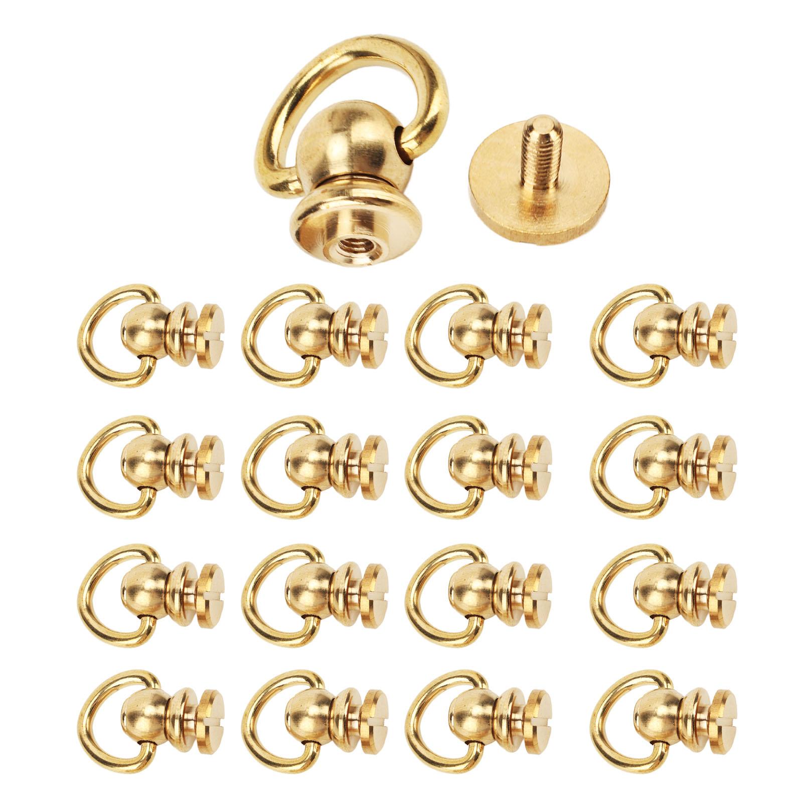 

12 Sets D Stud Screw Gold Brass Metal Plating D Rivets for Leather Wallet Strap Shoes Decoration