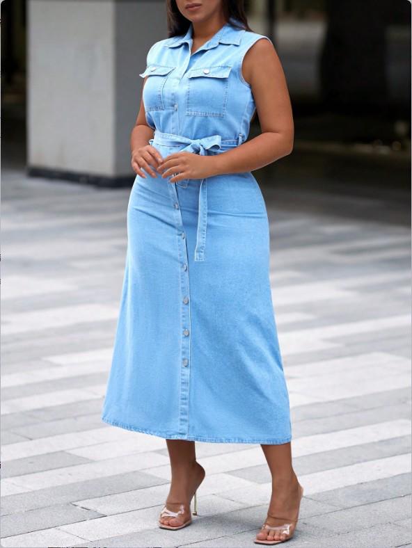 Light Blue Sleeveless Spring Women's Wish Cross-Border Dress