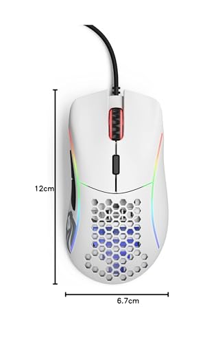 Glorious Model D Gaming Mouse, White, Wired, Compact, RGB Illuminated, 6 Programmable Buttons, 12 DPI, Ergonomic, Official Japanese Product (62g)