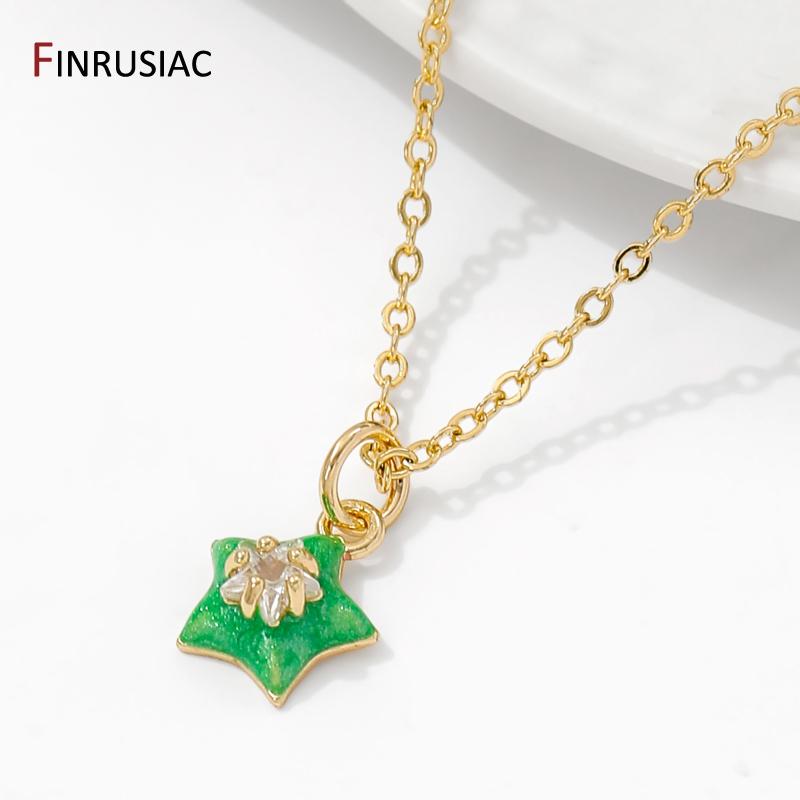 14K Gold Plated Brass Zircon Enamel Star Charms Pendants for Jewelry Making Earrings Necklaces Bracelets DIY Crafts Accessories