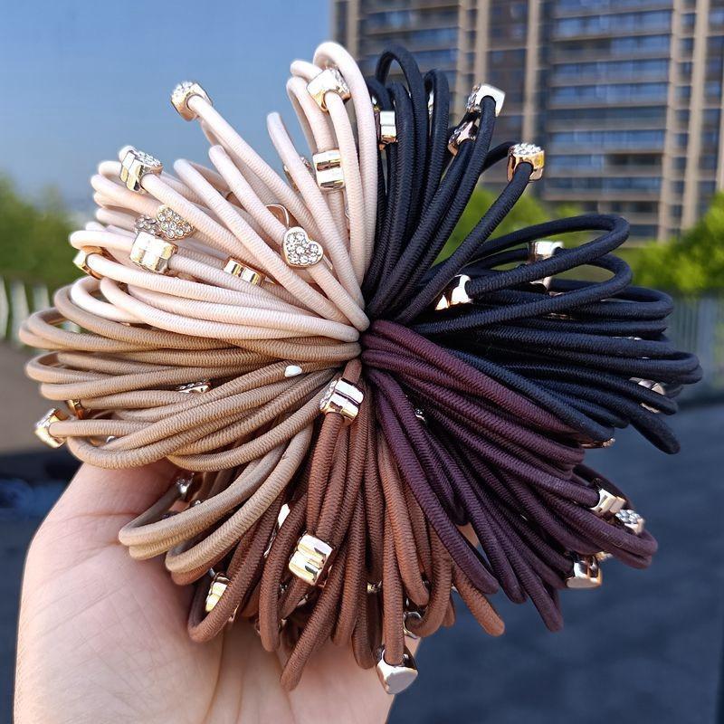 Korean Minimalist Rhinestone Hair Tie - Durable Small Rubber Band for Women